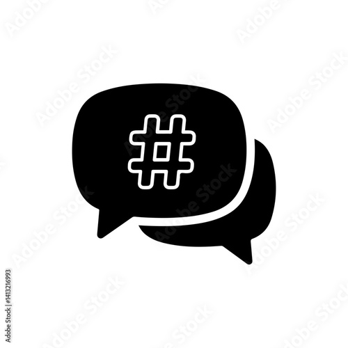 Speech bubble with hashtag icon representing trending online topics