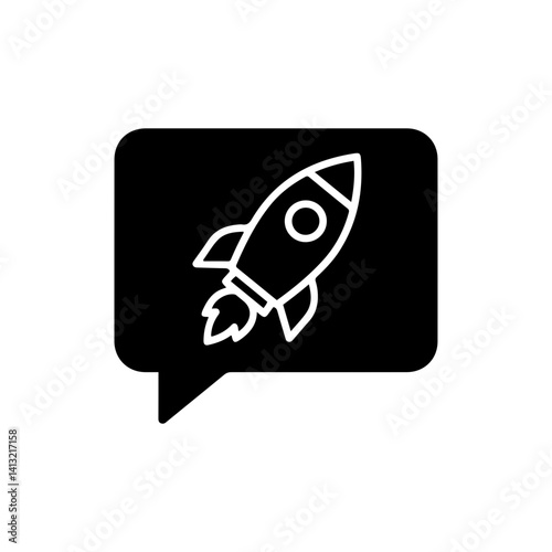 Speech Bubble with Rocket - Progress and Big Launch