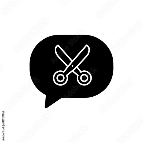 Speech Bubble with Scissors Icon - Editing or Cutting Off