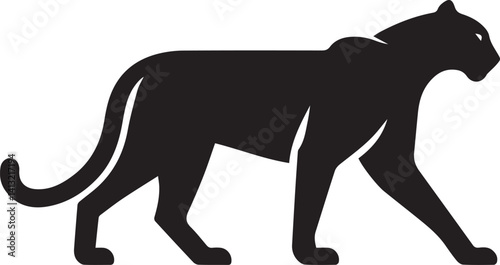 Black Panther Silhouette Vector Walking in Side Profile


