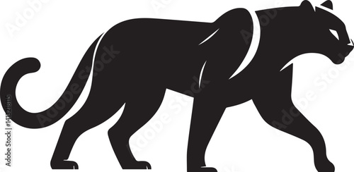 Black Panther Silhouette Vector Walking in Side Profile

