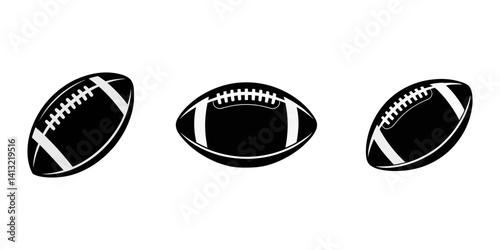 American football player vector of silhouette illustration, Black American football silhouette design icon logo vector set illustration isolated on white background.                                   