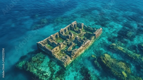 A lost sunken city beneath the ocean, ancient ruins covered in coral --ar 16:9 --v 6.1 Job ID: e6151e84-d73b-4e41-9813-f7d9cabba7ff