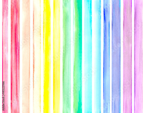 Seamless rainbow color vertical stripes watercolor background. unique pallet . wallpaper wall art kids room scarab book, wrapping sheet  