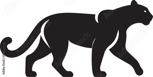 Black Panther Silhouette Vector Walking in Side Profile


