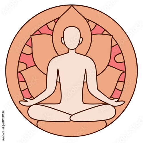 Meditating person in lotus pose over mandala background