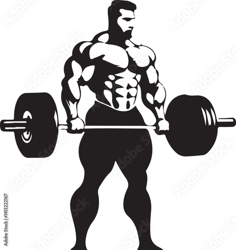 Body builder flexing and lifting weights vector file white background