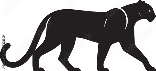 Black Panther Silhouette Vector Walking in Side Profile

