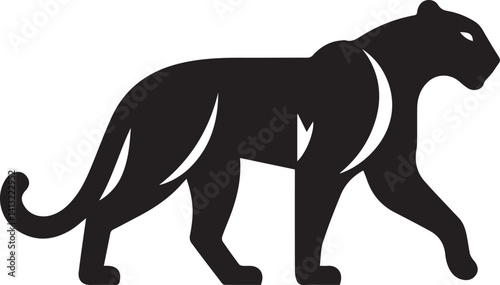 Black Panther Silhouette Vector Walking in Side Profile

