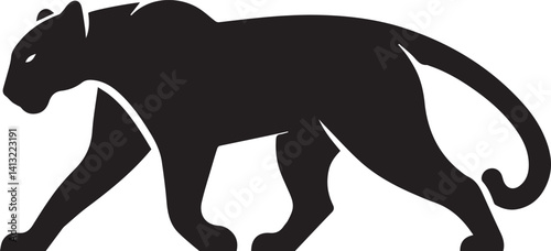Black Panther Silhouette Vector Walking in Side Profile

