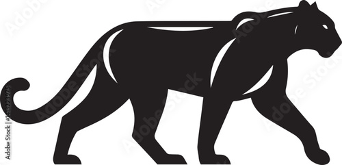 Black Panther Silhouette Vector Walking in Side Profile

