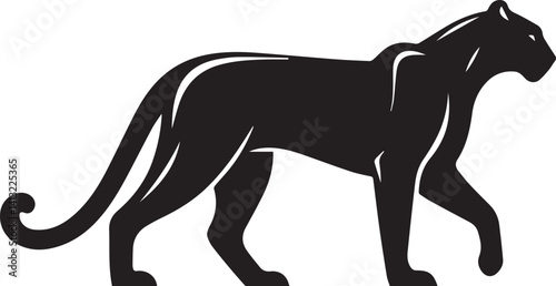 Black Panther Silhouette Vector Walking in Side Profile

