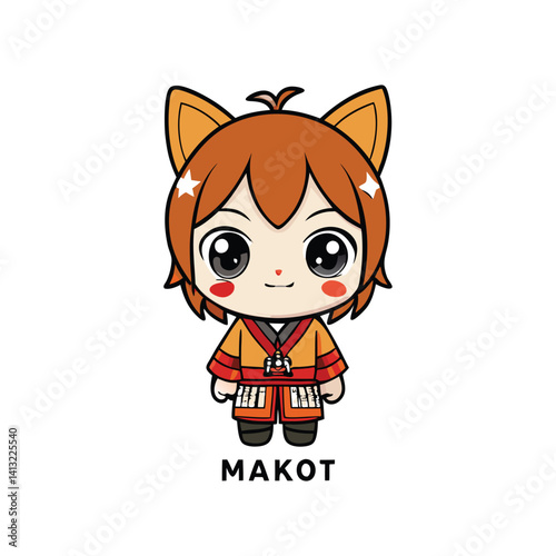 Cute chibi character in traditional attire