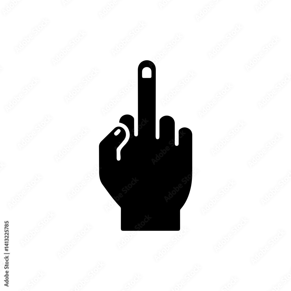 Obraz premium Hand gesture with middle finger extended and other fingers curled symbolizing an offensive gesture