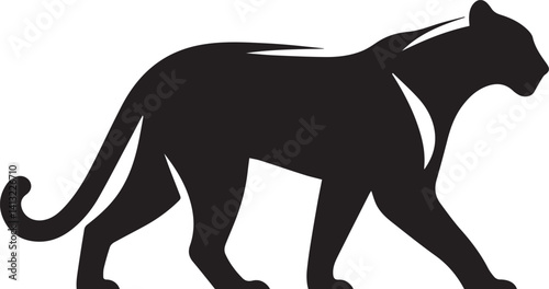 Black Panther Silhouette Vector Walking in Side Profile

