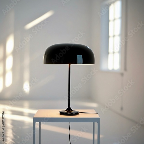 Obraz na płótnie Black Sitar table lamp on a white table. 