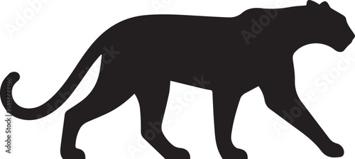 Black Panther Silhouette Vector Walking in Side Profile

