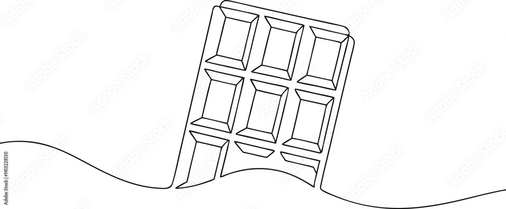 continuous line drawing of a chocolate bar with abstract contour and elegant modern sketch style continuous line drawing of a chocolate bar with abstract contour and elegant modern sketch style