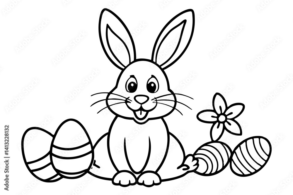 Fototapeta premium easter bunny with eggs