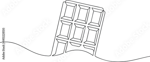 continuous line drawing of a chocolate bar with abstract contour and elegant modern sketch style