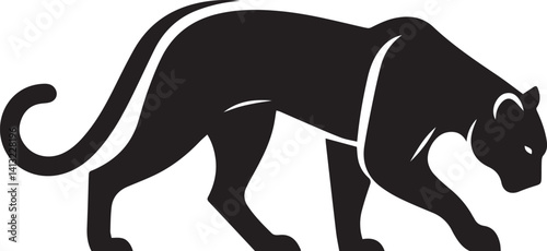 Black Panther Silhouette Vector Walking in Side Profile

