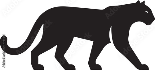 Black Panther Silhouette Vector Walking in Side Profile

