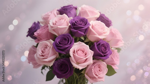  Ethereal Bloom: Pink and Purple Roses on a Dazzling Canvas