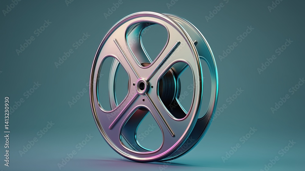 Obraz premium A film reel seamlessly morphs into a streaming interface, symbolizing the shift from traditional cinema to digital media