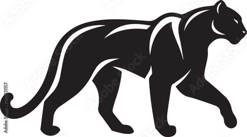 Black Panther Silhouette Vector Walking in Side Profile

