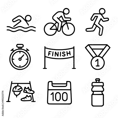 triathlon icon set