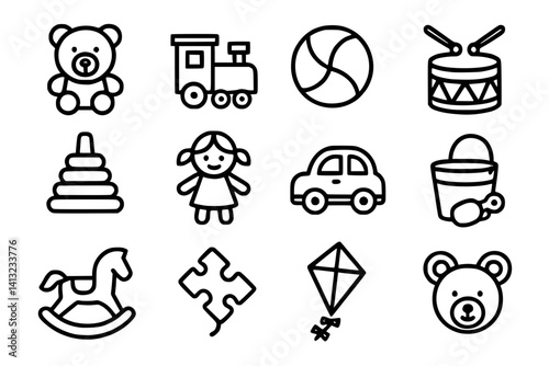 toys icon set