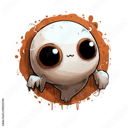 Vector illustration of a bouncing boo with a round, bouncy body and playful eyes, cute ghost