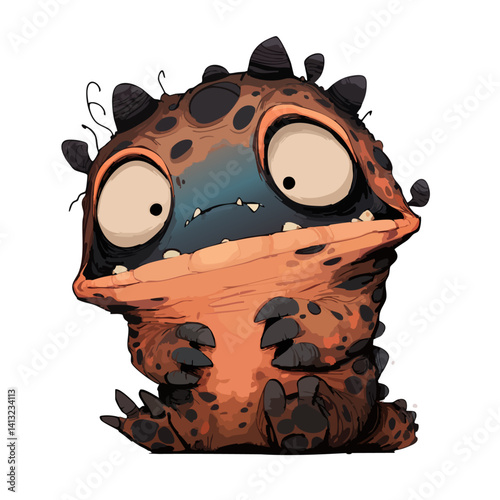 Vector illustration of a bumpy bogle with warty, uneven skin, ugly-cute monster