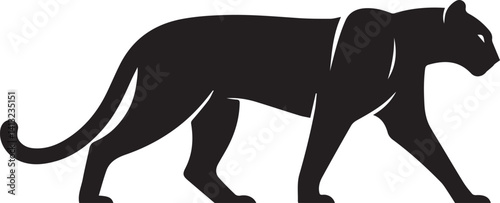 Black Panther Silhouette Vector Walking in Side Profile

