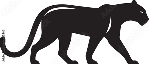 Black Panther Silhouette Vector Walking in Side Profile

