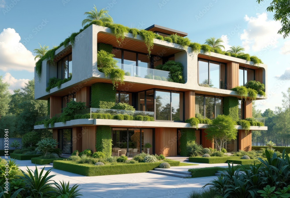 Fototapeta premium eco friendly green building materials natural light exposure sustainable design integration energy efficiency, architecture, windows, solar, aesthetics
