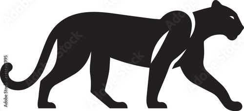 Black Panther Silhouette Vector Walking in Side Profile

