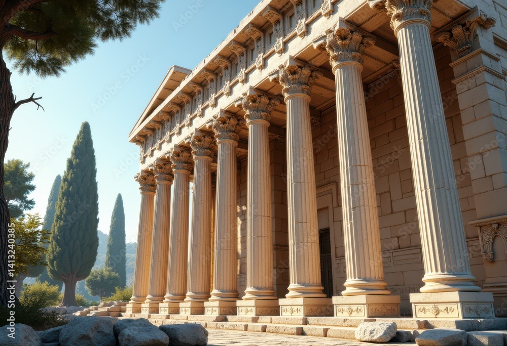 intricate columns historic greek temple architectural detail ancient structure design patterns, stone, pillar, ornamentation, corinthian, doric, ionic intricate columns historic greek temple architectural detail ancient structure design patterns, stone, pillar, ornamentation, corinthian, doric, ionic