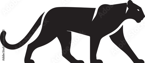 Black Panther Silhouette Vector Walking in Side Profile

