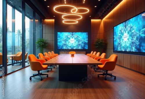 modern conference room collaborative seating inspiring innovation creative space technology enhanced design, workspace, furniture, table, chairs, lighting