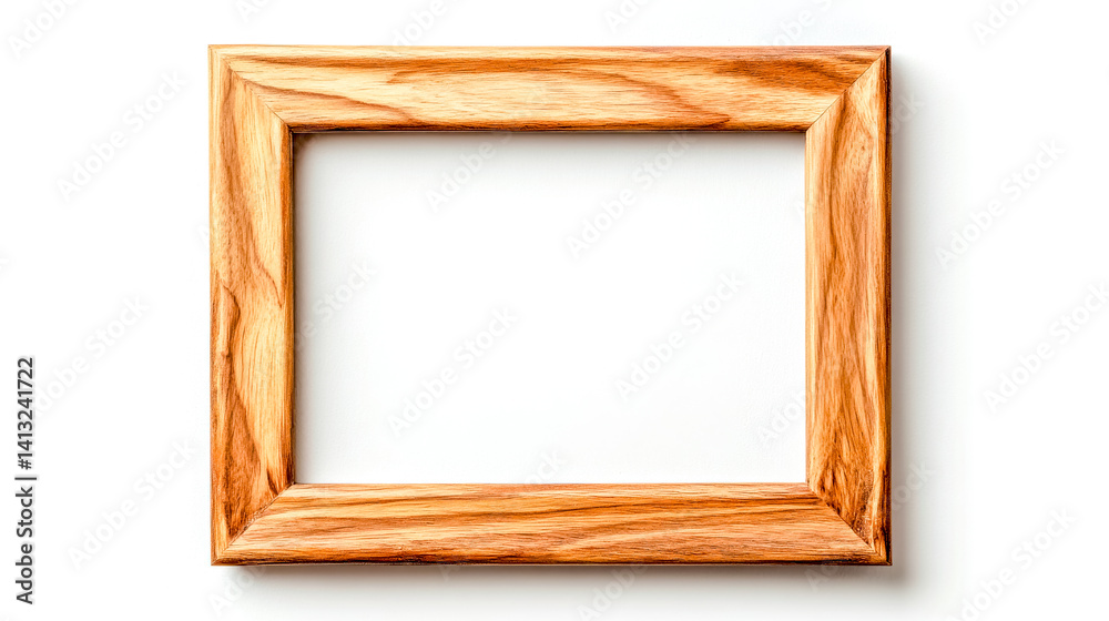 Simple light brown wooden picture frame on white background Simple light brown wooden picture frame on white background