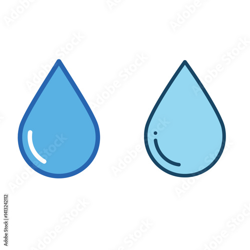 Water Drop Icons Blue and Light Blue Teardrop Shapes for Design