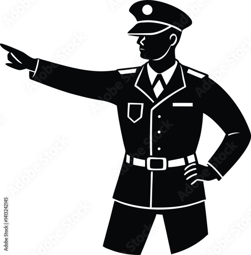 Silhouette of Police officer directing traffic