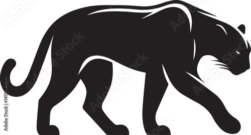 Black Panther Silhouette Vector Walking in Side Profile

