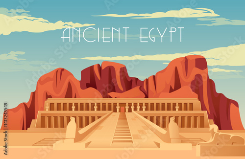 Temple of Hatshepsut - Egypt - Stock Illustration