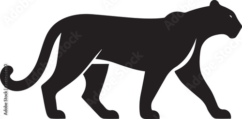 Black Panther Silhouette Vector Walking in Side Profile

