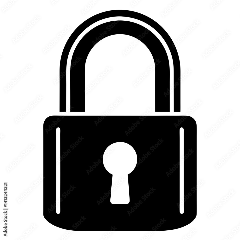 Black silhouette of a closed padlock vector Black silhouette of a closed padlock vector