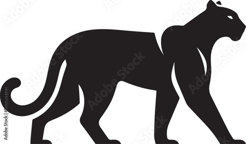 Black Panther Silhouette Vector Walking in Side Profile

