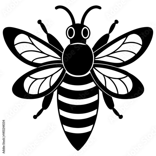 Silhouette of a bee with striped abdomen
