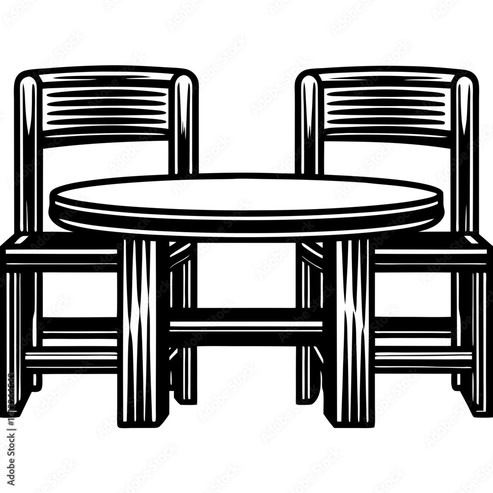 Fototapeta premium Table and chairs silhouette vector design